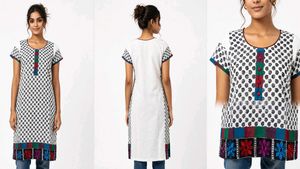 Chanderi Paisley Kurti with Packed Cotton Lining (