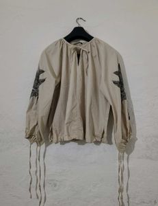 Boho Embroidered Cotton Tunic Top
