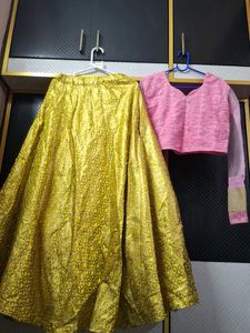 Yellow Golden Ethnic Skirt💛🩷