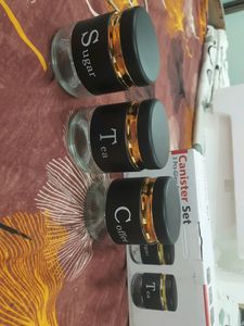 Classy Tea, Coffee, Sugar Container Set in Black