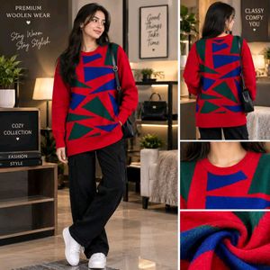 🇳🇿💫🎀Cozy Geometric Print Woolen Sweater