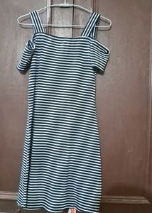 Striped Cold Shoulder Dress