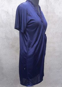 Navy Blue Lace Trim Robe