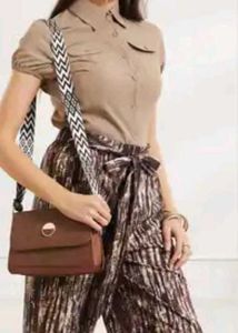 brown puff sleeve shirt