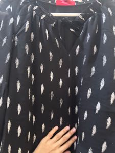 Stylish Black Printed Bell Sleeve Top
