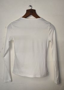H&amp;m White Long Sleeve Top