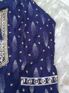 Elegant Navy Blue Printed Kurta