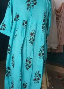 Light Blue Floral Kurta Palazzo Set