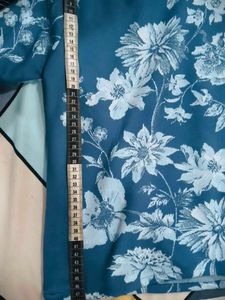 Teal Floral Print Turtleneck Sweater
