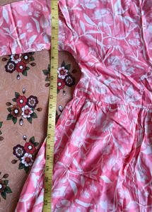 Pink Floral Print short Kurti