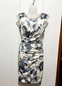 Length-35,,Elegant Floral Ruched Sheath Dress