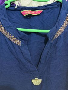 Stylish Navy Blue Kurti with Gold Print
