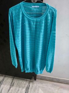 Blue Striped Knit Sweater