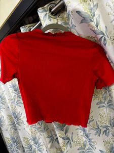 Chic Red Button-Up Crop Top