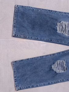 Distressed Wide-Leg Jeans