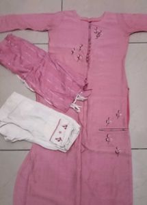 Pink Embroidered Kurta Set with Pants