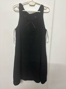 ZARA Chic Black Crochet Mini Dress