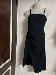 Black Spaghetti Strap Midi Dress
