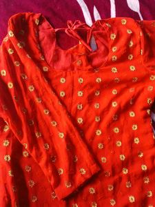 Red Printed Kurta and Palazzo Set