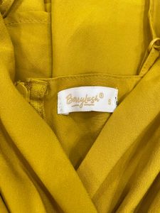 Elegant Yellow Maxi Dress with High Slit