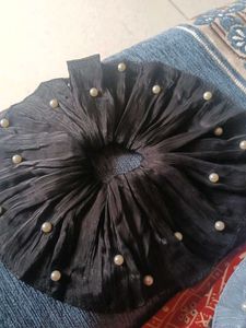 pearl beaded organza ruffle scrunchie fancy hair b