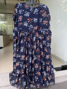 Navy Floral Print Midi Dress 3XL