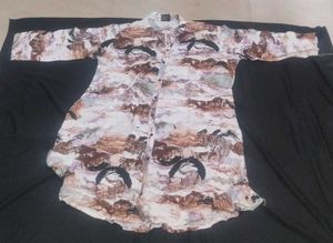 Patterned Open Front Top