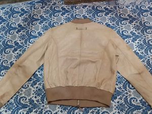 Men's Tan Leather Bomber Jacket