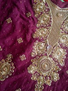 Maroon Kurta Set with Gold Embroidery