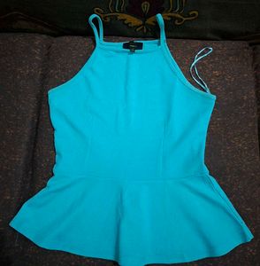 Aqua Blue Peplum Tank Top