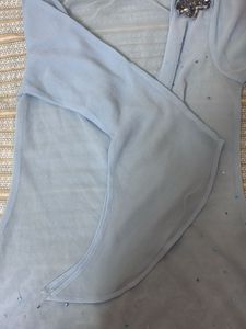 Elegant Light Blue Sequin Embellished Blouse