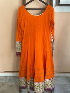Elegant Orange Embroidered Kurta