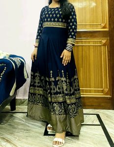 Elegant Navy &amp; Gold Anarkali