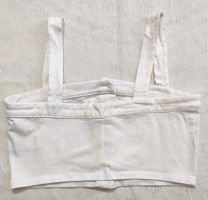 White Button-Up Crop Top