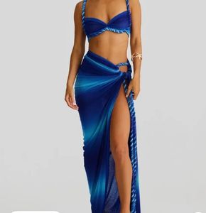 Blue Ombre Bikini with Skirt