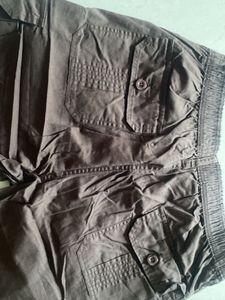 Brown Cargo Capri Pants