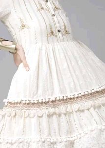 Ishin Off-White and Golden A-line dress