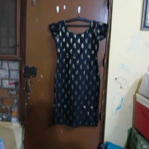Elegant Black &amp; Gold Printed Dress