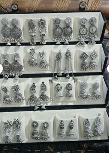 Oxidized Silver Jhumka Earrings