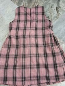 Plaid Sleeveless Pink Dress