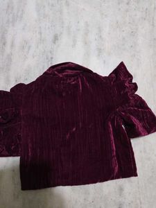 Velvet Puff Sleeve cropped Blazer not used