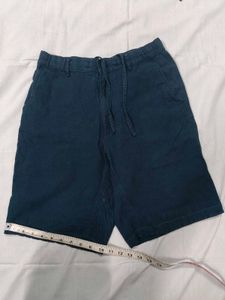 Navy Blue Cotton Linen Shorts