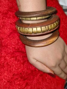 Wooden &amp; Brass Bangles