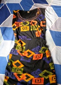 Stylish Black Dress with Geometric Print