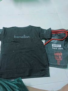 Boys' Black T-Shirt and Denim Shorts Set