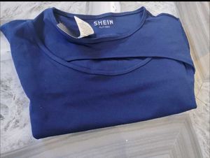 Navy Blue Cut-Out Long Sleeve Top