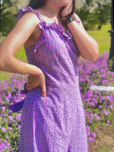 Chic Purple Eyelet Jumpsuit