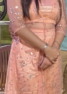 Elegant Peach Sequined Outfit