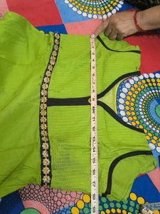 Green Kurta with Embellished Border