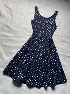 H&amp;M Navy Blue Polka Dot Dress
